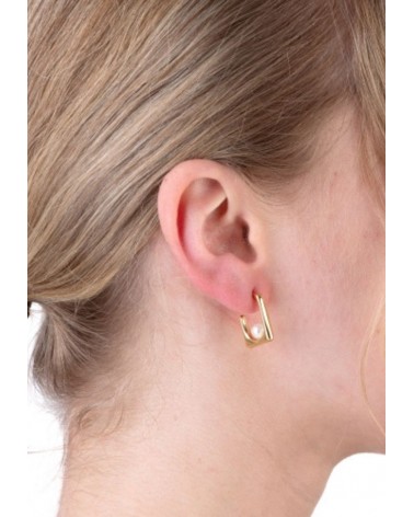 PENDIENTE CUADRADO PERLA ACERO | BOTTINA