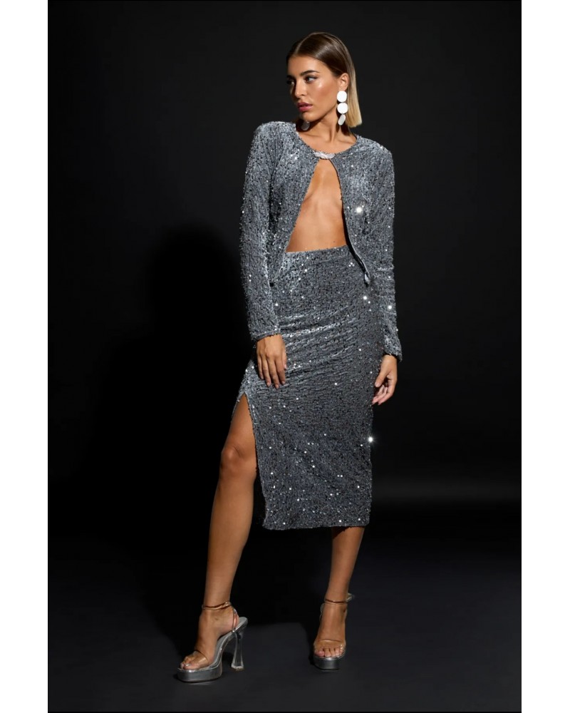 FALDA MIDI LENTEJUELA | BOTTINA